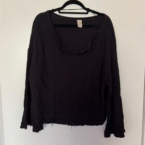 Free People: We The Free Black Long Sleeve Top